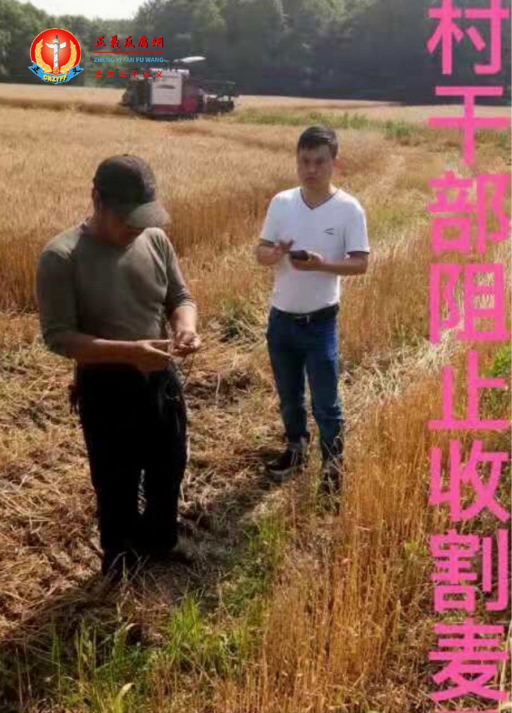 村干部阻止收割小麦。.png